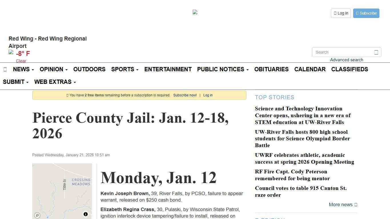 Pierce County Jail: Jan. 12-18, 2026 - Pierce County Journal