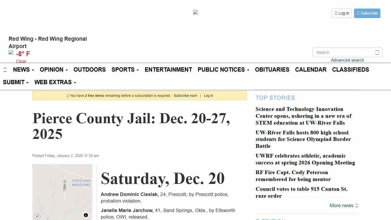 Pierce County Jail: Dec. 20-27, 2025 - Pierce County Journal